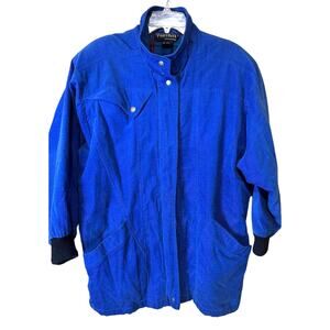 VTG Portrait Womens Corduroy Barn Coat royal blue jacket chore flannel lined L